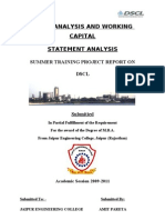 Ratio Analysis and Working Capital Statement Analysis: Summer Training Project Report On DSCL