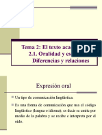 El Texto Académico. 2.1. Diferencias Entre Texto Oral y Texto Escrito