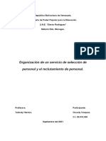 Organización de Un Servicio de Selección de Personal y El Reclutamiento de Personal.