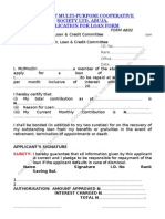 Firs Staff Multi-Purpose Cooperative Society LTD, Abuja. Application For Loan Form