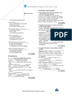 Intermediate Progress Test Units 1 - 2A: Listening Vocabulary and Grammar