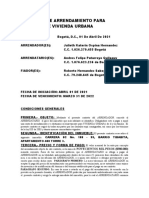 CONTRATO DE ARRENDAMIENTO PARA Andres Felipe Patarroyo