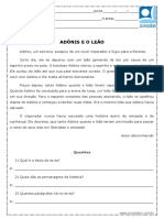 Interpretacao de Texto Adonis e o Leao 3 Ano e 4 Ano