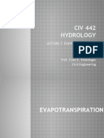 CIV 442 Hydrology: Lecture 7: Evapotranspiration