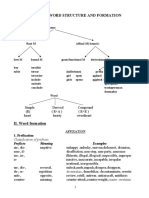 Word Structure and Formation I. Word Structure: 1. Prefixation