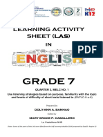 Learning Activity Sheet (Las) In: Grade 7