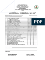 Classroom Inspection Report: Department of Education