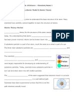 Chemistry Notes 1 - Atomic Model and Atomic Theory Frame Notes