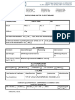 Supplier Evaluation Questionnaire