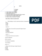 Multiple Choice Questions: Unit 1 Short Answer Questions