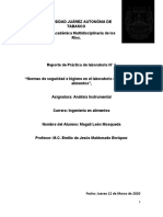 Normas de Seguridad e Higiene en El Laboratorio de Química de Alimentos