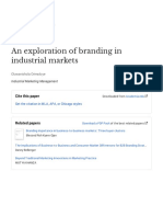 An Exploration of Branding in Industrial Markets: Cite This Paper