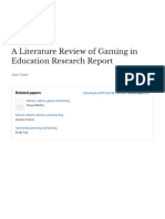 A Literature Review of Gaming in Education Research Report: Related Papers