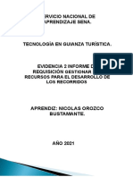 Solucion Evidencia 2 Informe de Requisicion Gestionar Los Recursos para El Desarrollo de Los Recorridos