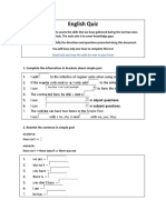 English Quiz: 1. Complete The Information in Brackets About Simple Past