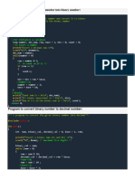 Program To Convert A Decimal Number Into Binary Number:: Stdio.h Main