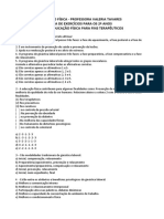 Lista de Exercícios de Ed. Fisica - Prof. Valeria Tavares - 2º Anos