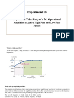 Experiment 05: Experiment Title: Study of A 741 Operational Amplifier As Active High Pass and Low Pass Filters