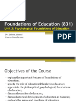 Foundations of Education 831 - Unit 3 Psychological Foundations of Education - Dr. Zaheer Ahmad