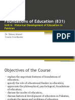 Foundations of Education 831 - Unit 6 Historical Development of Education in Pakistan - Dr. Zaheer Ahmad