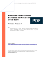 Francisca Marquez B. (2007) - Historias e Identidades Barriales Del Gran Santiago 1950-2000