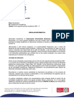 Circular Ingreso de Estudiantes 2021-2