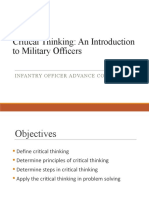 Critical Thinking For Army Offcers