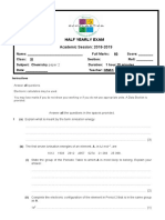 Half Yearly Exam: Academic Session: 2018-2019