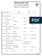 Vivegaa School Cbse: Class 7 - Science Worksheet CHAPTER - 5: Acids Bases and Salts