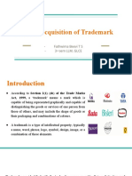 Ways of Acquisition of Trademark: - Fathwima Beevi T S - 3 Sem LLM, Glce