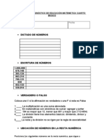 Prueba de Diagnostico de Educacion Matematica Cuarto Basico