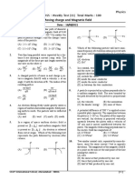 Physics Xiith Class: Weekly Test (11) Total Marks: 100: Moving Charge and Magnetic Field