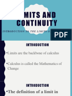 Week 1 Introduction To The Limits of A Functions