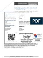 Constancia de Inscripción en El Registro Nacional de Grados y Titulos