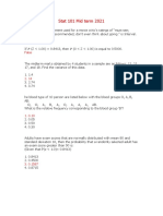 Stat 101 Mid Term 2021