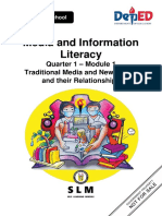 Media and Information Literacy: Quarter 1 - Module 1 Traditional Media and New Media, and Their Relationships