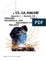 Tvl-Ia-Smaw: Quarter 1 - Module 1B: Prepare Tools, Materials, and Equipment For Welding