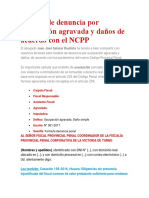 Modelo de Denuncia de Usurpación Agravada y Daños de Acuerdo Con El NCPP