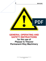 General Operating and Safety Instructions: For The Use of Plasser & Theurer Permanent-Way Machinery