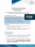 Guía de Actividades y Rúbrica de Evaluación - Unidad 2 - Tarea 2 - Administración de La Seguridad y Salud en El Trabajo