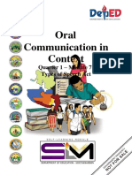 Oral Communication in Context: Quarter 1 - Module 7: Types of Speech Act