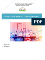 Compte Rendu Du TP N°1 Transfert de Chaleur