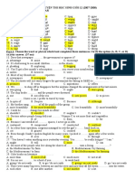 Đề Luyện Thi Học Sinh Giỏi 12 (2007-2008) Section I: Lexico-Grammar Part 1. Pronunciation