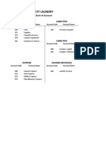 City Laundry: Chart of Account Assets Liabilities