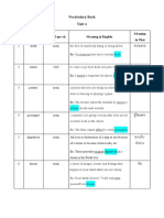 Vocabulary Book Unit 4: No. Word Part of Speech Meaning in English Meaning in Thai