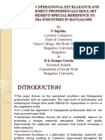 Study On Operational Excelleance and Management Professionals Skill Set Requirement-Special Rerefence To Pharma Industries in Bangalore