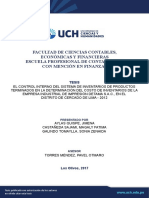 EL CONTROL INTERNO DEL SISTEMA DE INVENTARIOS DE PRODUCTOS-TESIS. Pavel Torres