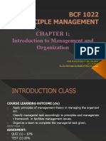 BCF 1022 Principle Management: Chapter 1 Introduction To Management and Organization