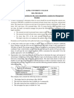 Alpha University College Mba Program Worksheet (Practice Questions) For The Course Quantitative Analysis For Management Decision