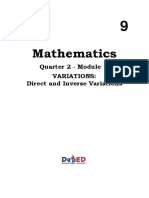 Math 9 q2 Week 1 Module 1 Variations Direct and Inverse Variations For Reproduction